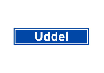 Uddel isolated Dutch place name sign. City sign from the Netherlands.