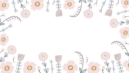 Spring banner with flowers. Vector illustration