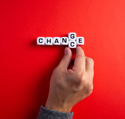 Cube with word change to chance, Personal development