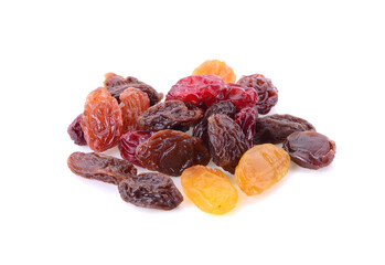 Raisins isolated on white background.