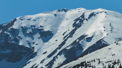 Snow-capped peaks of the mountains - the Tatra National Park