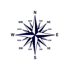 12 point star compass rose icon. Clipart image isolated on white background