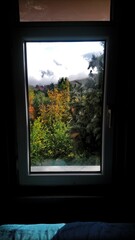 Beautiful autumn view from behind the window