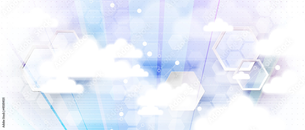 Wall mural modern cloud computer technology. integrated digital web concept background. data exchange