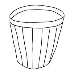 Cute cartoon doodle empty flowerpot isolated on white background. Sketch of a vase.