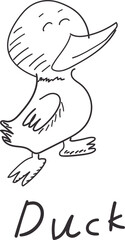 hand drawn vector illustration of a duck