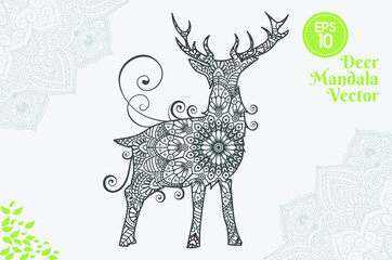 Deer Mandala Vector Coloring Book