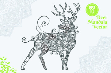 Deer Mandala Vector Coloring Book