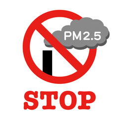 STOP PM2.5（煙突と煙と禁止マーク）
