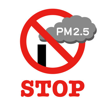 STOP PM2.5（煙突と煙と禁止マーク）