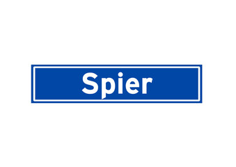 Spier isolated Dutch place name sign. City sign from the Netherlands.