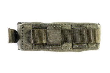 The military bag for turnstile, wicket, tourniquet or first aid kit isolated on white background.