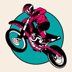 vector illustration of silhouette motocross with red and black colour