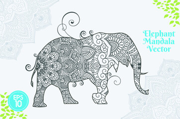 Elephant Mandala Vector Coloring Book