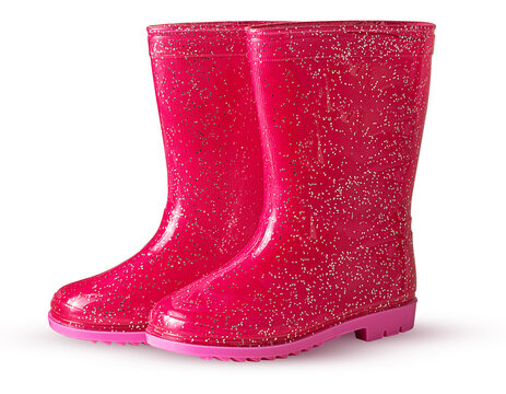 Pink rain boots