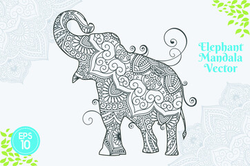 Elephant Mandala Vector Coloring Book
