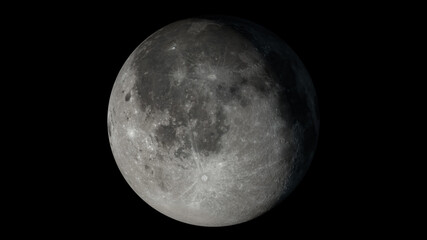 Fototapeta premium 3D illustration. Moon on night black sky background