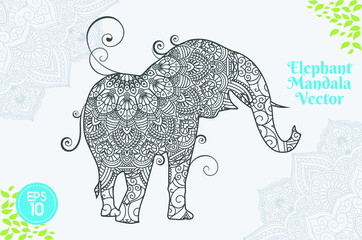 Elephant Mandala Vector Coloring Book