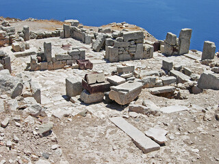 Antike Ruine in  Old Thirasia, Insel Santorini, Kykladen, Griechenland