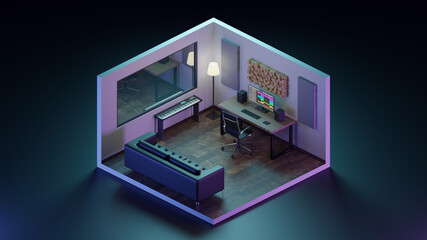 Isometric home studio