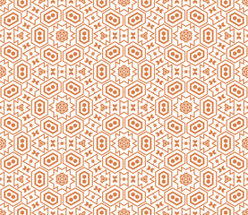 Abstract fantasy thin line hexagon, triangle geometric seamless pattern. Creative mosaic, tile background. 