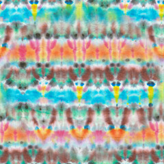 Tie Dye Seamless Pattern. Ethnic Print. Psychedelic Floral Design. Mulicolor Boho Borders. Creative Background. Mulicolor Batik. Watercolor Bohemian Tile. Faded Colors.