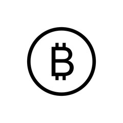 Bitcoin symbol icon, black and white design. Crypto payment. Vector illustration
