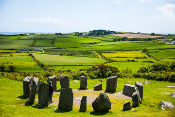 Spring landscape in Drombeg megaliths in Ireland