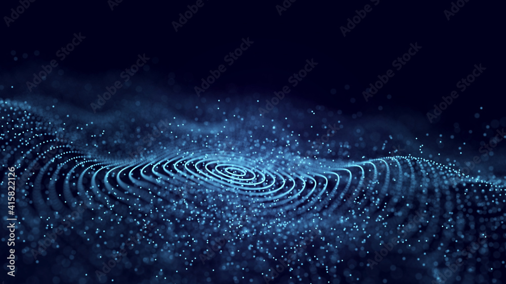 Fototapete Grid of internet technologies. Abstract background with cobwebs. Large amount of data. 3d rendering.