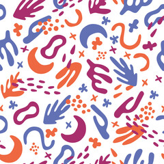 Abstract matisse shapes seamless pattern. Hand drawn organic shapes for fabric, wrapping paper, textile, wallpaper, home apparel.