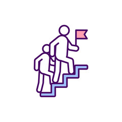 Career growth RGB color icon. Organization ladder. Evolving occupational status. Career advancement opportunities. Professional development and progress. Isolated vector illustration