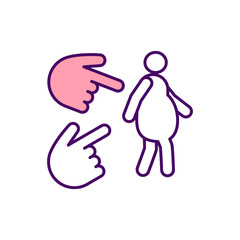 Pregnancy and maternity discrimination RGB color icon. Unfavorable treating pregnant woman. Prejudice about breastfeeding and childbirth. Firing pregnant employee. Isolated vector illustration