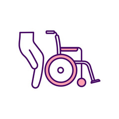 Support service for people with disabilities RGB color icon. Financial assistance for person with unique needs. Help for daily activities and social participation. Isolated vector illustration