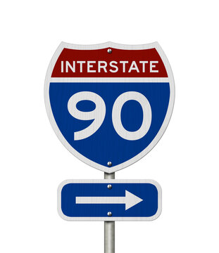 I-90 interstate USA highway road sign