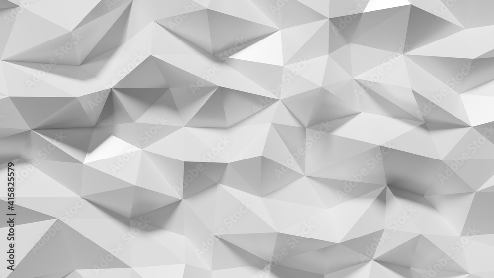 Poster 3d rendering of abstract geometric triangular white background