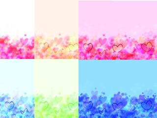 Background with a set of fluffy and cute hearts