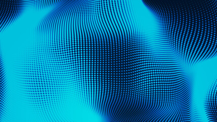 Dot blue wave light screen gradient texture background. Abstract  technology big data digital background. 3d rendering.