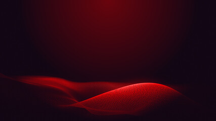 Dot red purple wave line light gradient dark background. Abstract  technology big data digital background. 3d rendering.