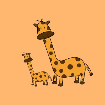 giraffes and cubs graphic vector design