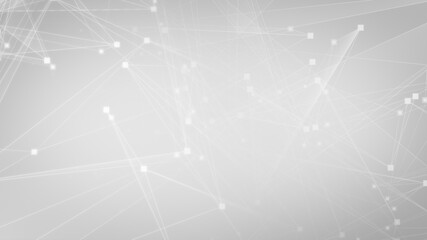 Abstract white gray polygon tech network with connect technology background. Abstract dots and lines texture background. 3d rendering.