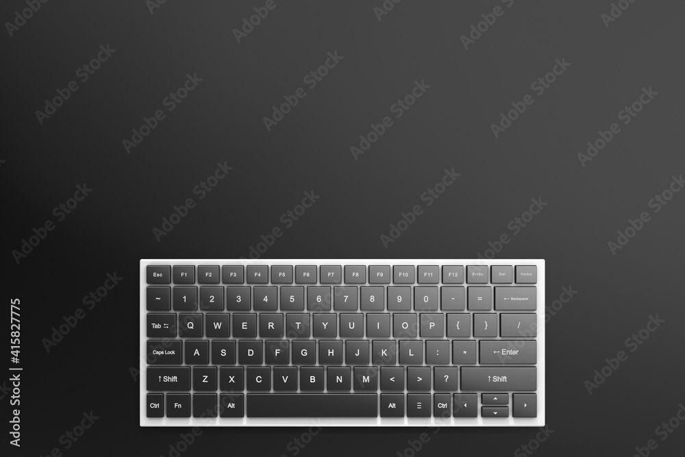Poster computer keyboard on the table. top view. copy space.