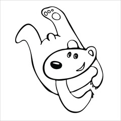 funny animal linear doodle, hand-drawn sketch on a white background, isolated black and white drawing