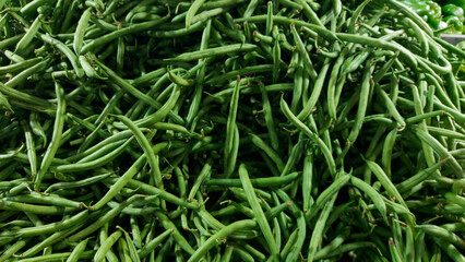 fresh green beans kept in vegetable market