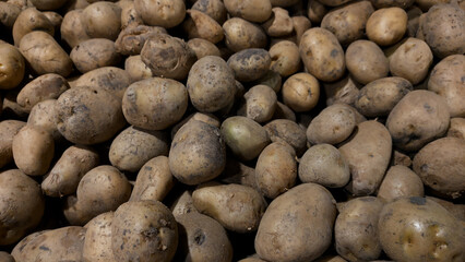 top view of potatoes kept in market