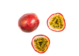 Passion fruit isolated on white background. Collection