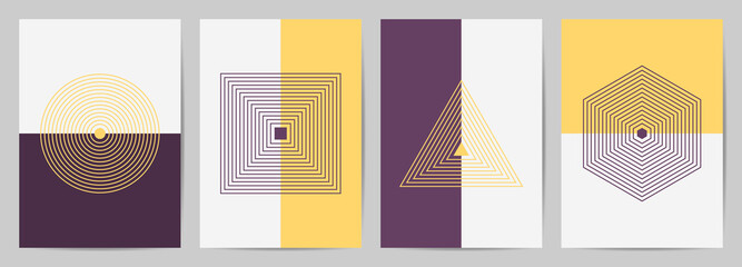 Abstract wall arts vector. Trendy set, Design for wall framed prints, canvas poster, artwork as postcard or brochure.Vector illustration.