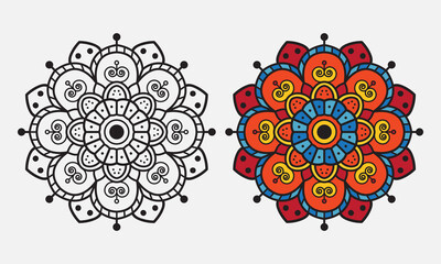 Floral Mandala coloring page design, Mandala design, Floral Design, Coloring page.  