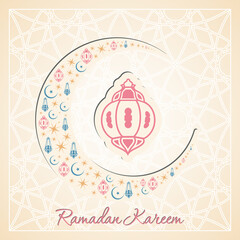 Ramadan Kareem greeting card for the Muslim community festival celebration.
