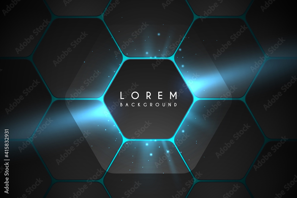 Wall mural abstract hexagonal background with light effect