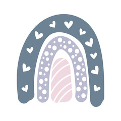 Abstract rainbow doodle Nordic style decor on white background